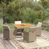 vidaXL 5-delige Tuinset met kussens poly rattan zwart