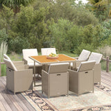 vidaXL 5-delige Tuinset met kussens poly rattan zwart