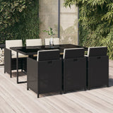 vidaXL 5-delige Tuinset met kussens poly rattan zwart