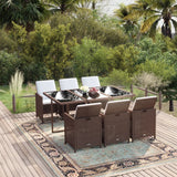 vidaXL 5-delige Tuinset met kussens poly rattan zwart