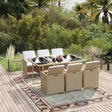 vidaXL 5-delige Tuinset met kussens poly rattan zwart