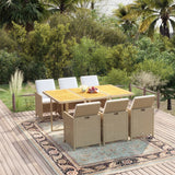vidaXL 5-delige Tuinset met kussens poly rattan zwart