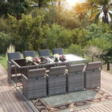 vidaXL 5-delige Tuinset met kussens poly rattan zwart