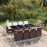 vidaXL 5-delige Tuinset met kussens poly rattan zwart