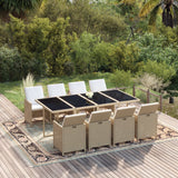 vidaXL 5-delige Tuinset met kussens poly rattan zwart