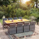 vidaXL 5-delige Tuinset met kussens poly rattan zwart