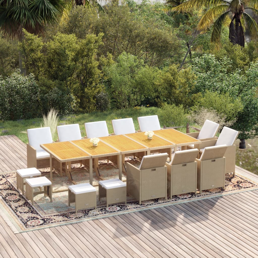 vidaXL 11-delige Tuinset met kussens poly rattan zwart
