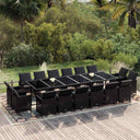 vidaXL 17-Piece Garden Dining Set with Cushions Poly Rattan Black