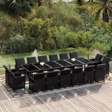 vidaXL 17-Piece Garden Dining Set with Cushions Poly Rattan Black