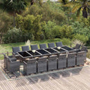 vidaXL 17-Piece Garden Dining Set with Cushions Poly Rattan Black