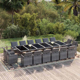 vidaXL 17-Piece Garden Dining Set with Cushions Poly Rattan Black