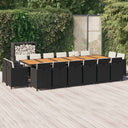 vidaXL 17-Piece Garden Dining Set with Cushions Poly Rattan Black