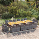 vidaXL 17-Piece Garden Dining Set with Cushions Poly Rattan Black