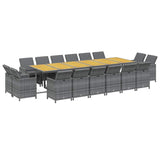 vidaXL 17-Piece Garden Dining Set with Cushions Poly Rattan Black