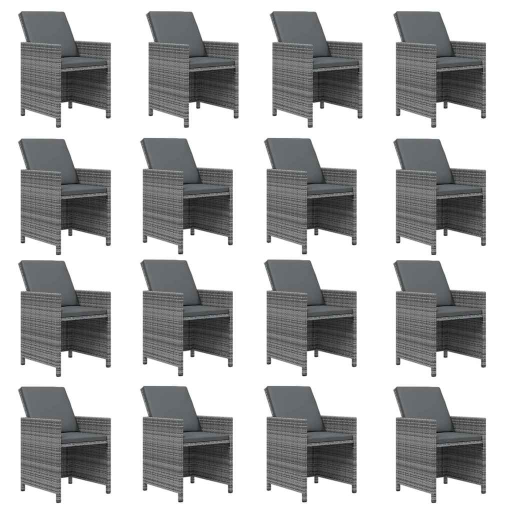vidaXL 17-Piece Garden Dining Set with Cushions Poly Rattan Black