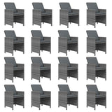 vidaXL 17-Piece Garden Dining Set with Cushions Poly Rattan Black