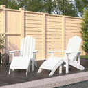 vidaXL Adirondack Garden Chairs 2 pcs with Footrests HDPE White