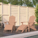 vidaXL Adirondack Garden Chairs 2 pcs with Footrests HDPE White