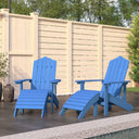 vidaXL Adirondack Garden Chairs 2 pcs with Footrests HDPE White