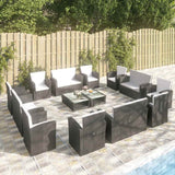 vidaXL 8-delige Loungeset met kussens poly rattan zwart