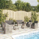 vidaXL 8-delige Loungeset met kussens poly rattan zwart
