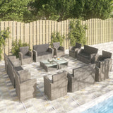 vidaXL 8-delige Loungeset met kussens poly rattan zwart