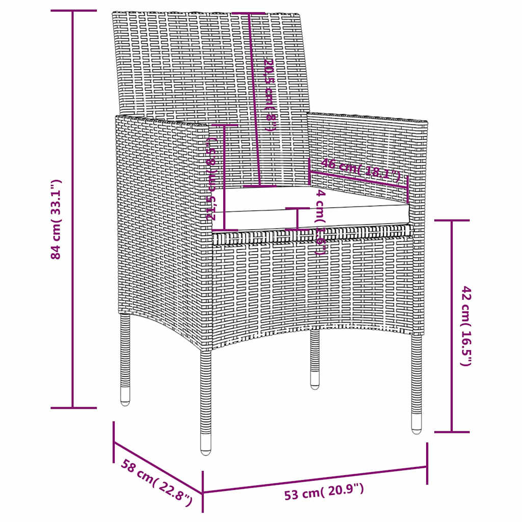 vidaXL 8-delige Loungeset met kussens poly rattan zwart