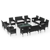 vidaXL 8-delige Loungeset met kussens poly rattan zwart