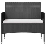 vidaXL 8-delige Loungeset met kussens poly rattan zwart