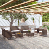 vidaXL 8-delige Loungeset met kussens poly rattan zwart