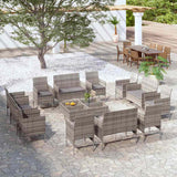 vidaXL 8-delige Loungeset met kussens poly rattan zwart