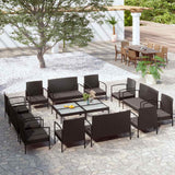 vidaXL 8-delige Loungeset met kussens poly rattan zwart