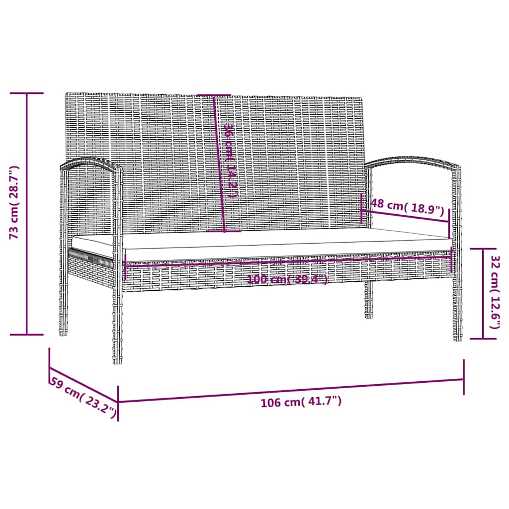 vidaXL 8-delige Loungeset met kussens poly rattan zwart