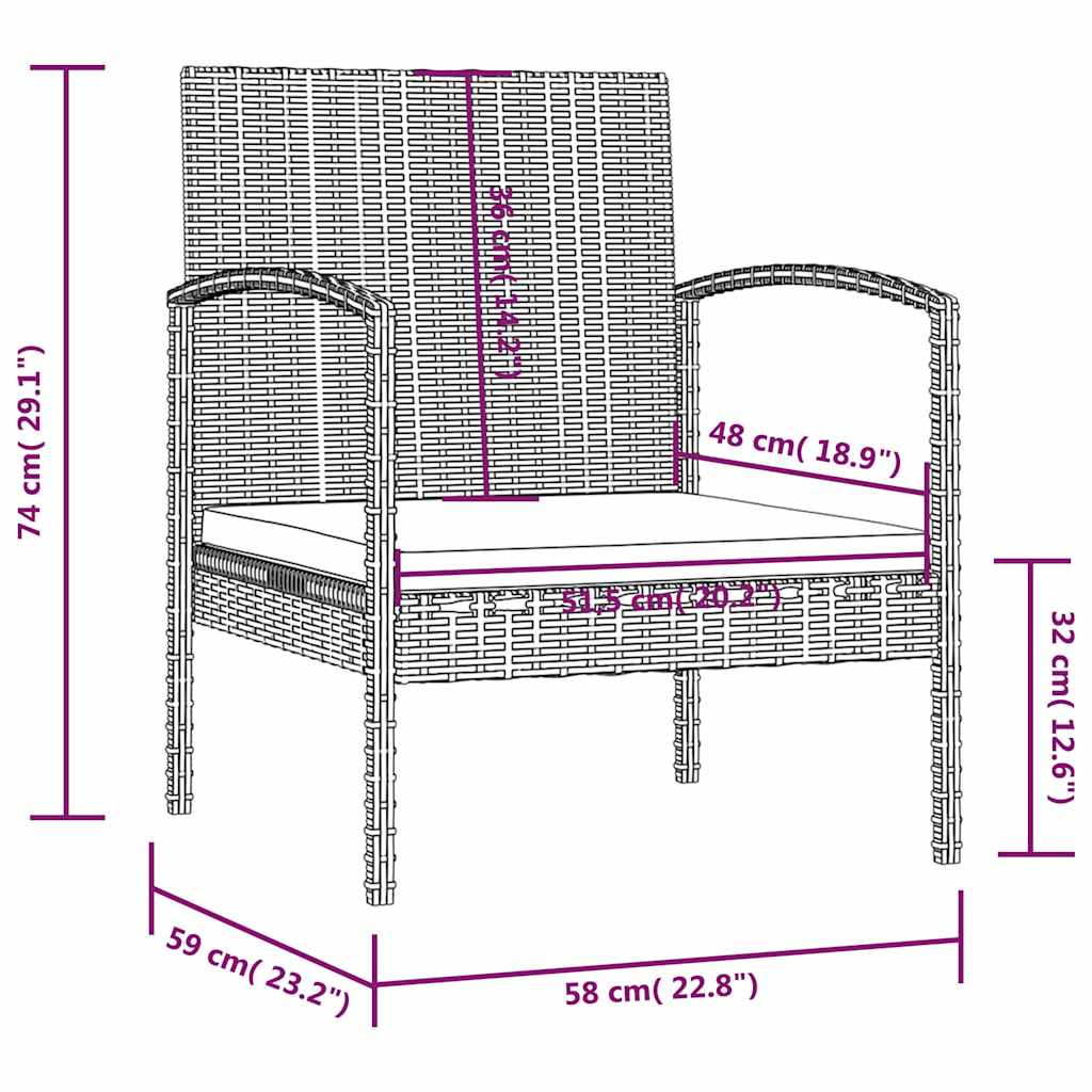 vidaXL 8-delige Loungeset met kussens poly rattan zwart