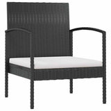 vidaXL 8-delige Loungeset met kussens poly rattan zwart
