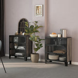 vidaXL Storage Cabinets 2 pcs 72x36x82 cm metal and MDF rustic brown
