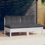 vidaXL Banque de Jardin 2 places avec des coussins gris massifs à Grenenhout
