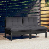 vidaXL Banque de Jardin 2 places avec des coussins gris massifs à Grenenhout
