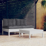 vidaXL 3-delige Loungeset met grijze kussens grenenhout