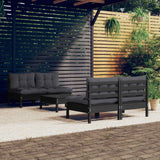 vidaXL 5-delige Loungeset met grijze kussens grenenhout
