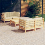 vidaXL 5-delige Loungeset met grijze kussens grenenhout