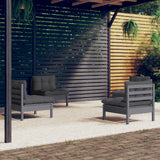 vidaXL 4-delige Loungeset met grijze kussens grenenhout
