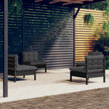 vidaXL 4-delige Loungeset met grijze kussens grenenhout
