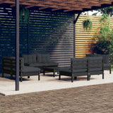 vidaXL 9-delige Loungeset met grijze kussens grenenhout