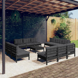 vidaXL 13-delige Loungeset met grijze kussens grenenhout