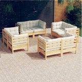 vidaXL 8-delige Loungeset met grijze kussens grenenhout