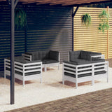 vidaXL 8-delige Loungeset met grijze kussens grenenhout