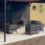 vidaXL 8-delige Loungeset met grijze kussens grenenhout