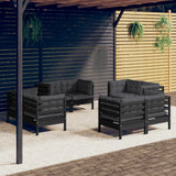 vidaXL 8-delige Loungeset met grijze kussens grenenhout