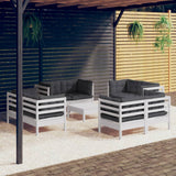 vidaXL 9-delige Loungeset met grijze kussens grenenhout